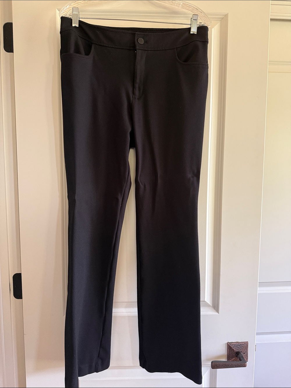 Anne Klein Compression Flare Leg Ponte Pants, Black, Sz 12.